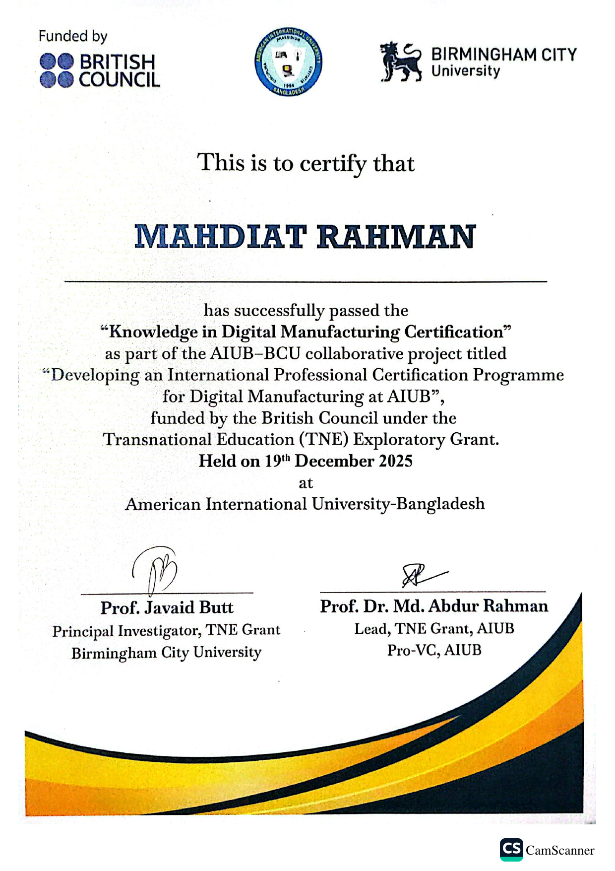 Digital Manufacturing Certification